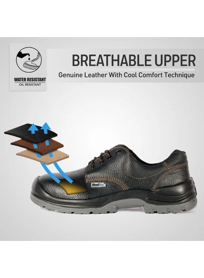 Vaultex LIT SBP Low Ankle Leather Safety Shoes - Black, Heavy quality material - Image 5